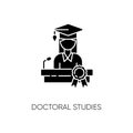 Doctoral studies black glyph icon