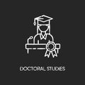 Doctoral studies chalk white icon on black background