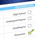 Doctorate education level survey Royalty Free Stock Photo