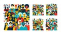 Doctors avatars crowd minimalistic cartoon vector social concepts. Medical health workers characters, nurses paramedics