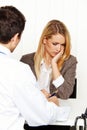 Doctors call. Patient and doctor talking to doctor Royalty Free Stock Photo