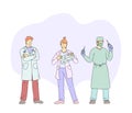 Doctors characters. Hospital healthcare staff doctor therapist, cardiologist, surgeon. Medical team professional hospital workers Royalty Free Stock Photo