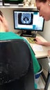 Doctors checking MRI on on the screen