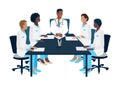 Team of doctors confer, study, hold a conference, training or cosilium