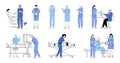 Doctors flat vector illustrations set