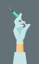 Doctors hand with syringe illustration. General immunization in case coronavirus pandemic injection drug and prevention