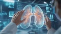 Doctors Hands Interacting with Digital Lung Visualization