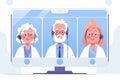 The doctors are having a medical discussion through a video conference on the computer screen Royalty Free Stock Photo