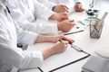 Doctors having meeting at table in office Royalty Free Stock Photo