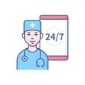 Doctors help - modern line design style icon