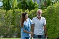 Doctors are helping senior patients learn to walk and exercise Royalty Free Stock Photo
