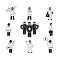 Doctors icon set, medical workers stick figure.