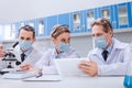 Scientists working with digital tablet Royalty Free Stock Photo