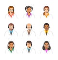 Doctors medical call center operators vector icons Royalty Free Stock Photo