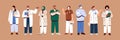 Doctors, medical staff set. General practitioners, medics, physicians, therapists and paramedics standing portraits