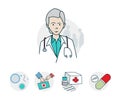 Doctors and medicines a series icons