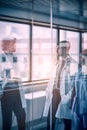 Doctors and nurse having conversation in corridor Royalty Free Stock Photo