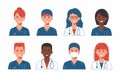 Doctors and nurses avatars in medical masks. Set of medicine employee faces Royalty Free Stock Photo