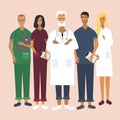 Doctors, nurses and chief physician. Team of medical specialists. Isolated characters Royalty Free Stock Photo