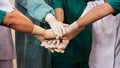 Doctors and nurses coordinate hands. Concept Teamwork Royalty Free Stock Photo