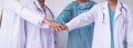 Doctors and Nurses coordinate hands. Concept Teamwork Royalty Free Stock Photo