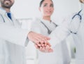 Doctors and nurses coordinate hands. Concept Teamwork in hospital for success work and trust in team Royalty Free Stock Photo