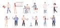 Doctors and nurses flat vector illustrations set. Medicine, medic specializations, hospital workers Royalty Free Stock Photo
