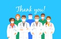 Doctors and nurses hospital staff thank you text Royalty Free Stock Photo