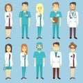 Doctors nurses medical staff people vector characters in flat style Royalty Free Stock Photo
