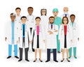 Doctors, nurses and paramedics icons. Group of medical staff. Hospital team. Medicine banner.