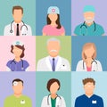 Doctors and nurses profile icons