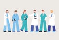 Doctors and nurses, team professional physicians nurses staff, medical people characters Royalty Free Stock Photo