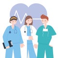 Doctors and nurses, team professional physicians nurses staff, medical people characters Royalty Free Stock Photo