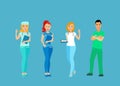 Doctors and nurses in uniform. People with a medical profession. Royalty Free Stock Photo