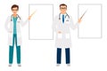 Doctors pointing on presentation board
