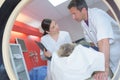 Doctors preparing patient for mri scan in hospital Royalty Free Stock Photo