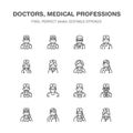 Doctors professions. Medical occupations - surgeon, cardiologist, dentist therapist, physician, nurse intern. Hospital Royalty Free Stock Photo