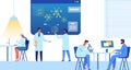 Doctors, Researchers Team Works Flat Illustration