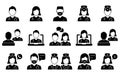 Doctors Silhouette Icon Set. Medic Specialists and Patient Consultation Black Pictogram. Online Medical Support Icon