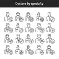 Doctors by specialty color line icons set. Subject matter experts. Royalty Free Stock Photo