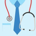 A doctors suit or lab coat with stethoscope