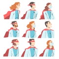 Doctors Superheroes Wearing Waving Capes Set, Confident Doctors Helping People, Healthcare and Safety Concept Cartoon
