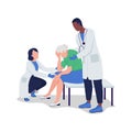 Doctors support crying old lady semi flat color vector characters Royalty Free Stock Photo