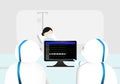 Doctors taking care covid-19 patient in isolation room Royalty Free Stock Photo