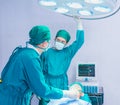 doctors talk together before surgery in operating room