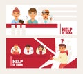 Doctors team avatars and other hospital workers set of banners vector illustration. Medicine professionals and medical Royalty Free Stock Photo