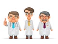 Doctors Team Experienced Fat Thin Tall Mustache Glasses Stethoscope 3d Realistic Cartoon Character Design Royalty Free Stock Photo