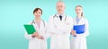 Doctors team isolated on blue background, medical insurance. healhcare Royalty Free Stock Photo