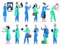 Doctors team. Medicine hospital doctor, medic physician, healthcare workers in medical coat isolated vector illustration