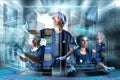 Doctors team with screens Royalty Free Stock Photo